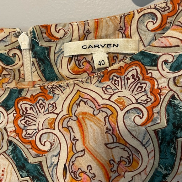 Carven Cropped Patterned Long Sleeve Top Shirt Maximalist Women’s - Picture 4 of 8